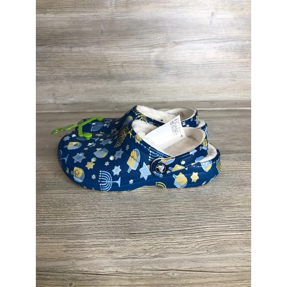 Crocs Classic Lined Holiday Clog Hanukkah 209326-90H Menorah Blue Star W 6 M 4